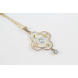 9ct goldblue paste antique pendant with chain (2.4g)