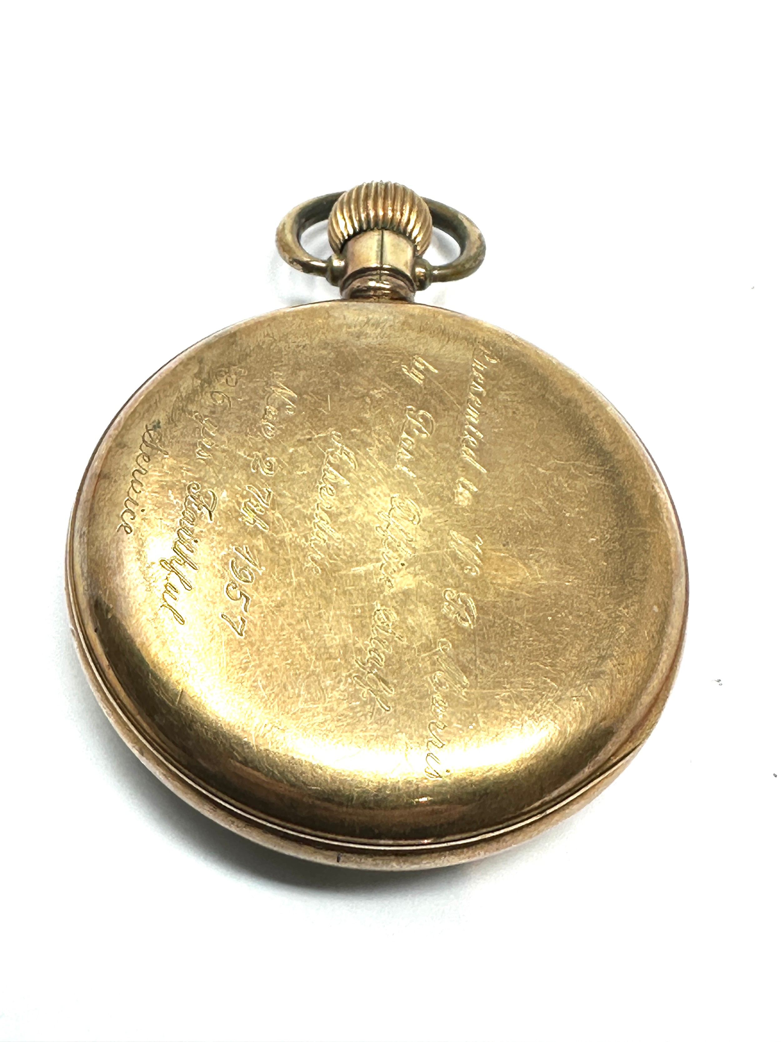 Vintage Gents Rolled Gold Open Face Pocket Watch Hand-wind Working - Image 2 of 3