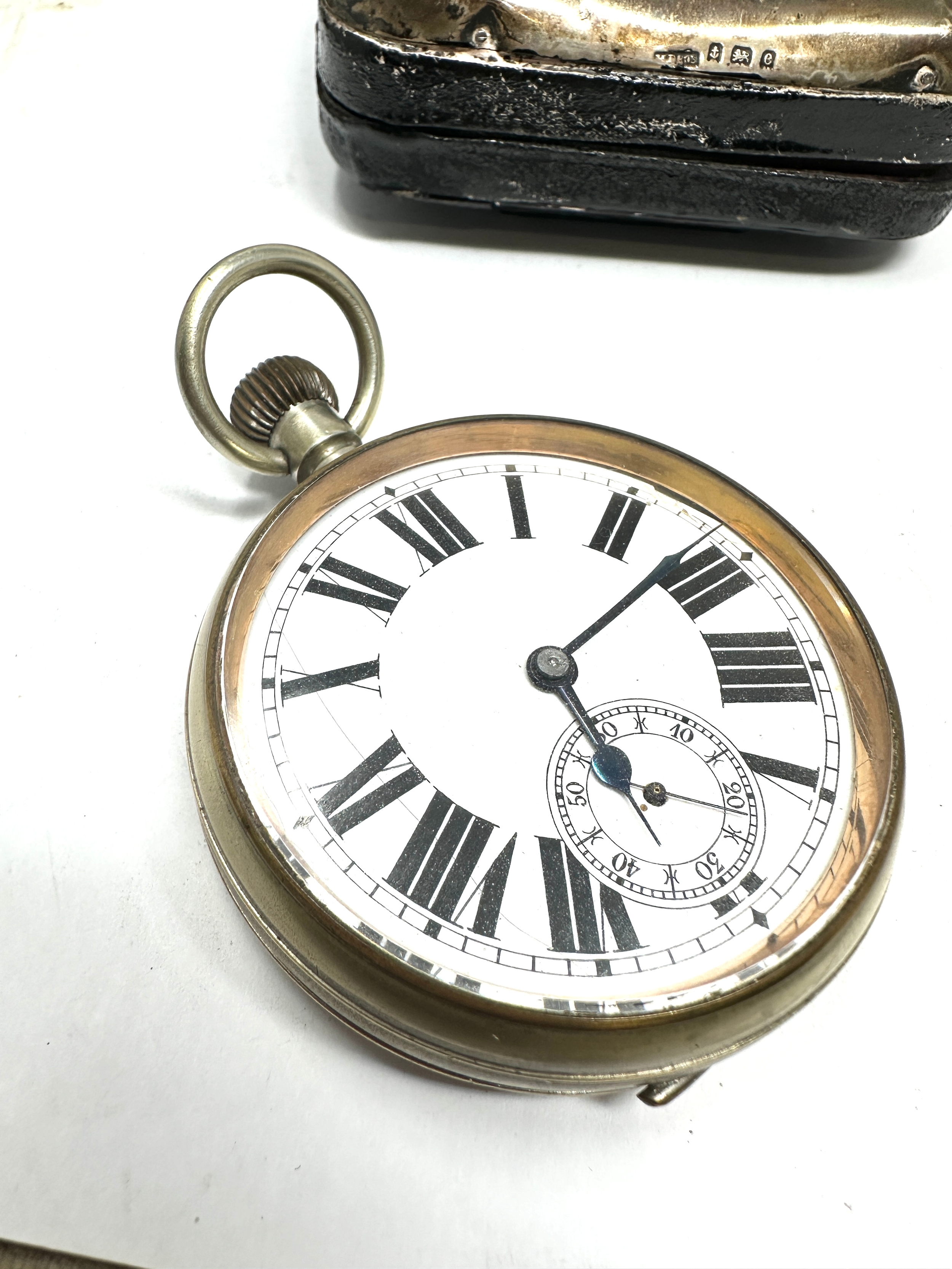 Antique Goliath open face pocket watch with silver travel case the watch is ticking the watch - Image 3 of 6