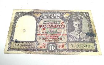 Burma 10 Rupees Note