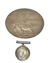 WW1 Death Plaque & War Medal Named William Walter James 145865 pte w.w.james r.a