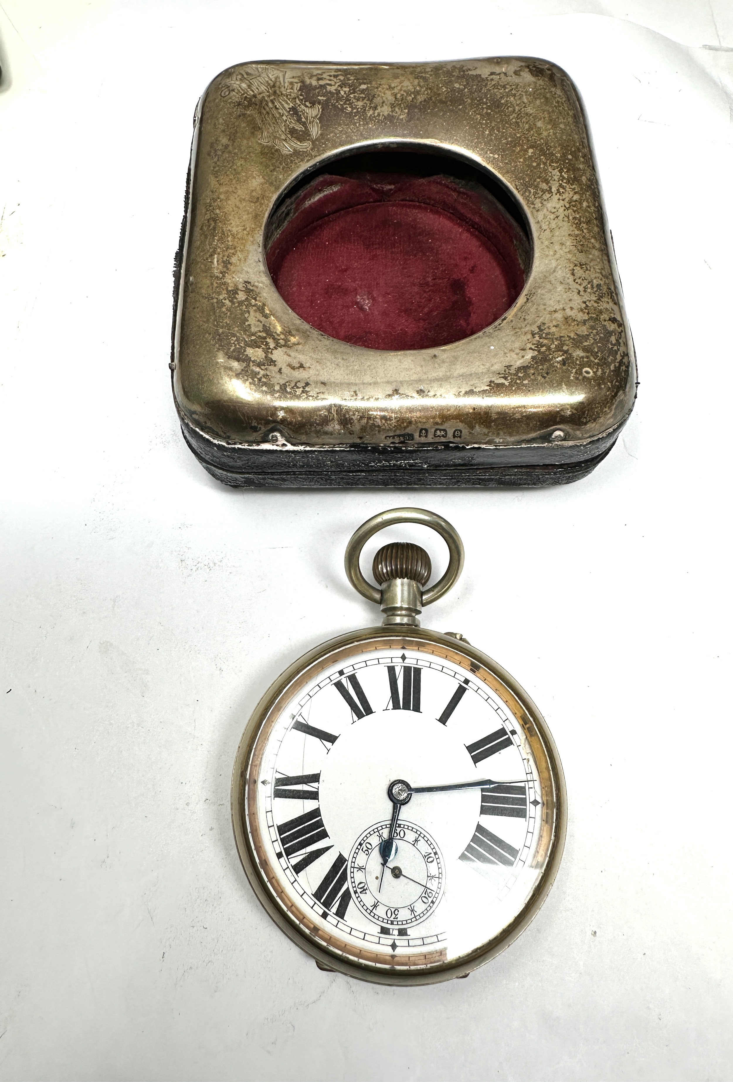 Antique Goliath open face pocket watch with silver travel case the watch is ticking the watch - Image 2 of 6