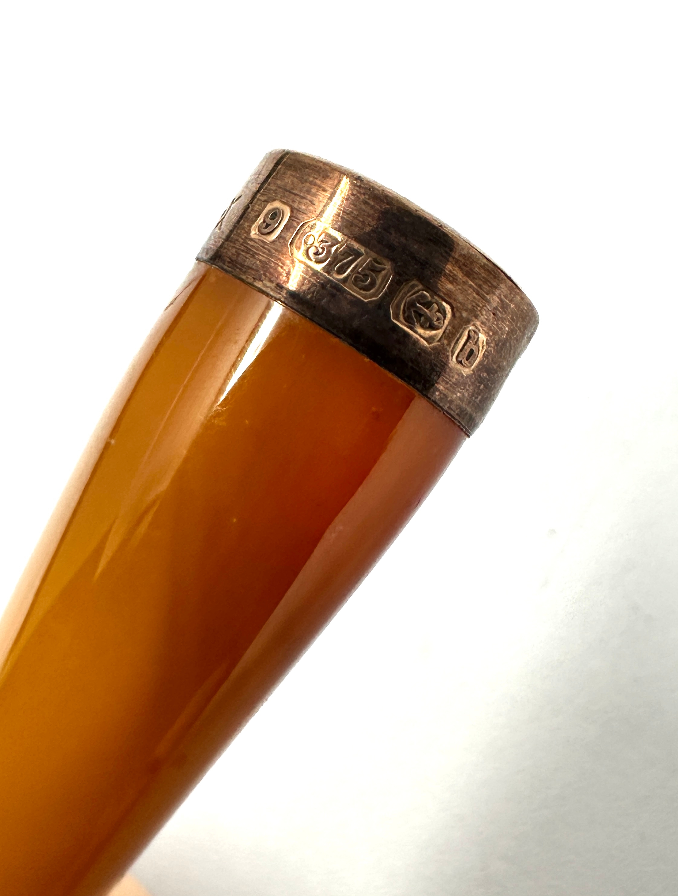 Small antique 9ct gold amber cheroot holder original box measures approx 4cm long - Image 4 of 4