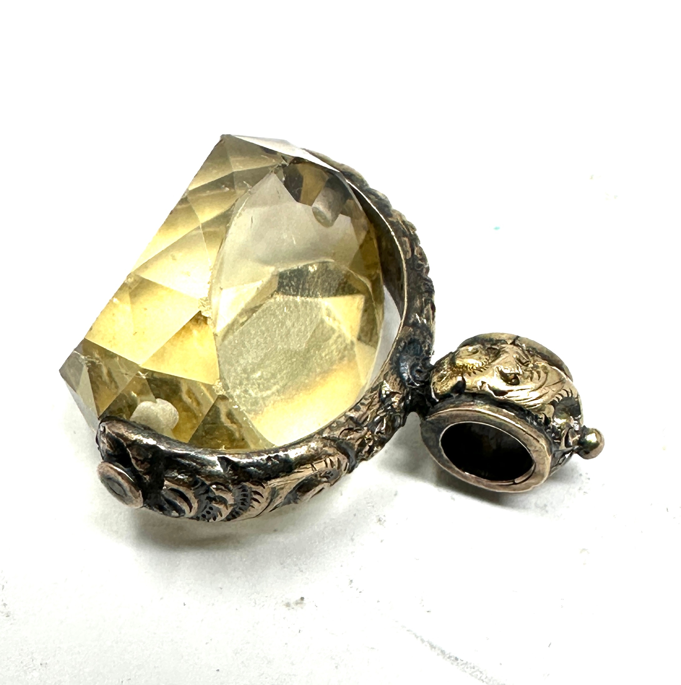 Antique 9ct gold citrine swivel fob weigty 6.30