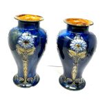 Large antique pair of royal doulton stone ware vases measure approx height 26cm in good condition