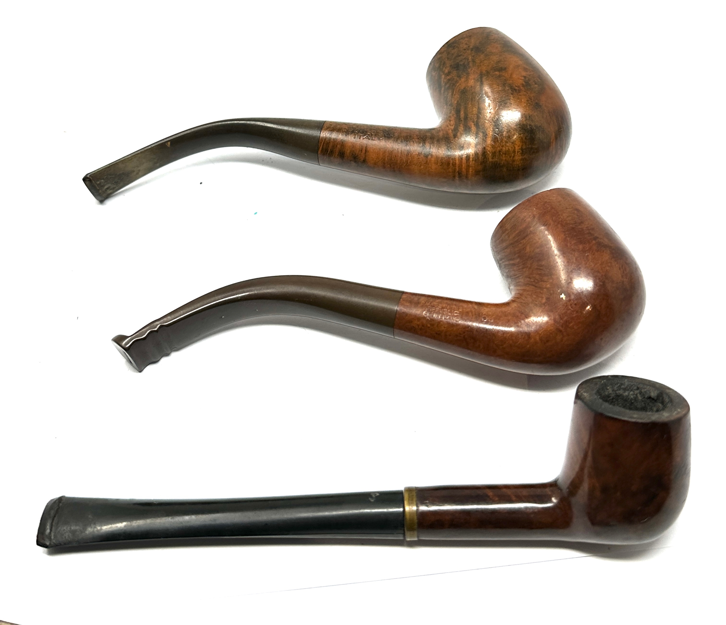 3 vintage pipes inc petersons , bruyere ,meerscham lined
