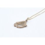 9ct gold irish harp pendant & chain (1.6g)