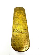 An 18th century Dutch brass tobacco box engraved dated 1747