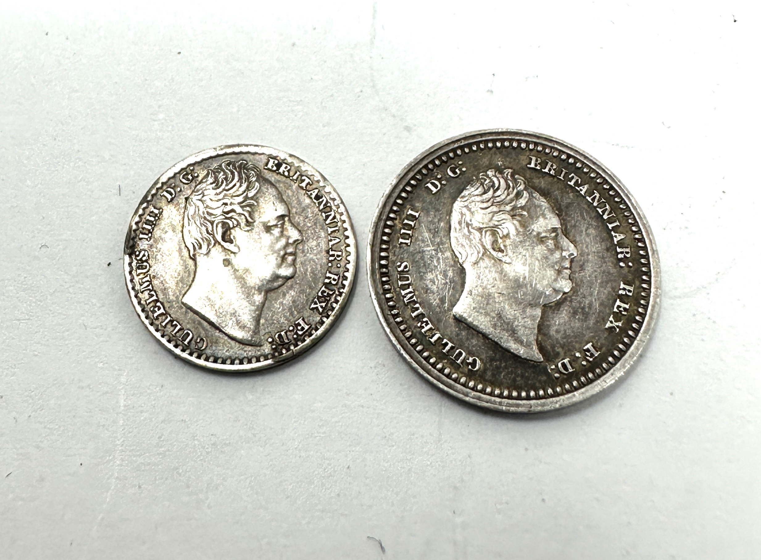 William IV 1833 maundy silver 2 penny & 1 penny coins high grade