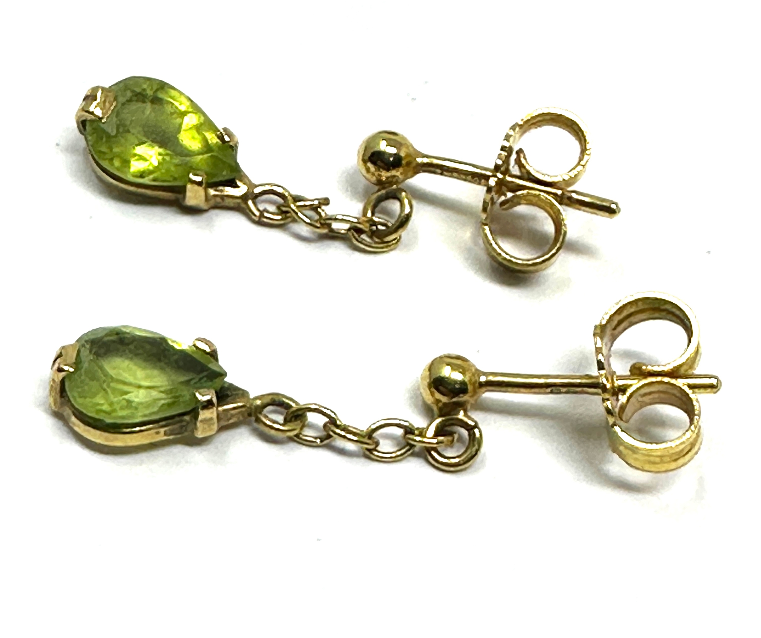 pct gold peridot earrings measure approx 2cm drop weight 1.3g - Image 3 of 3