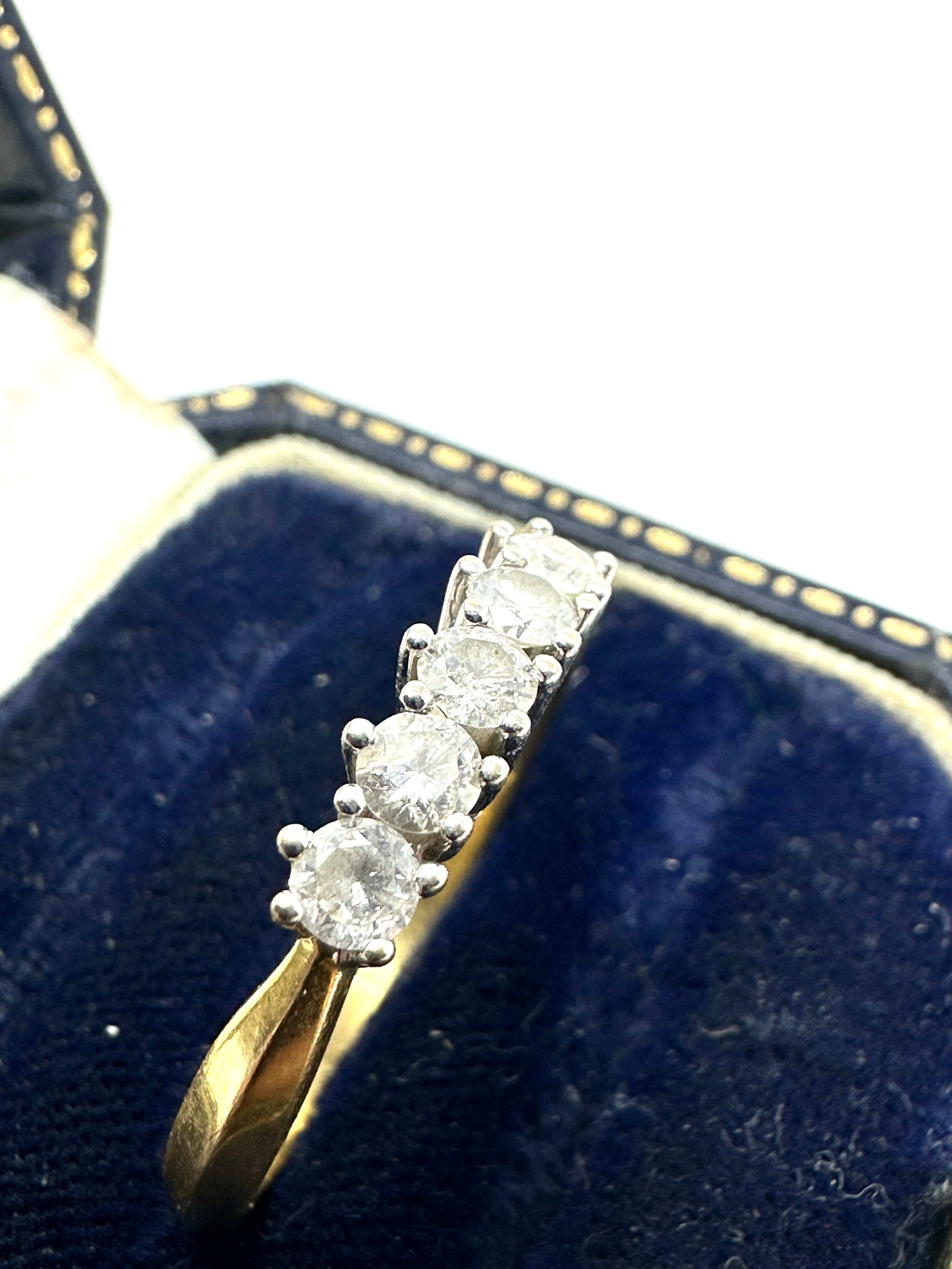 18ct gold 5 stone diamond ring 0.50 ct diamonds weight 3.3g - Image 2 of 4