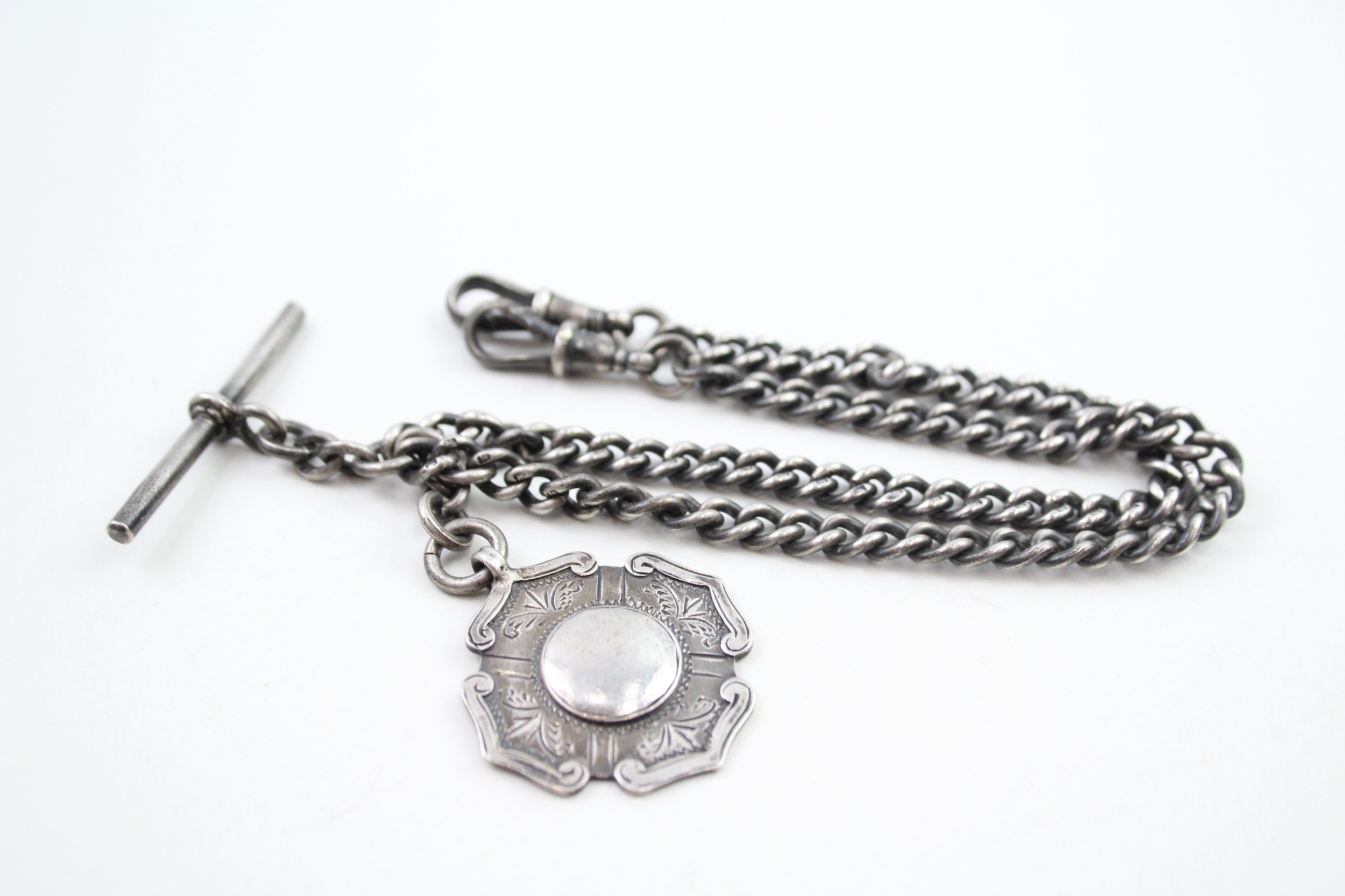 A silver double Albert watch chain (38g)