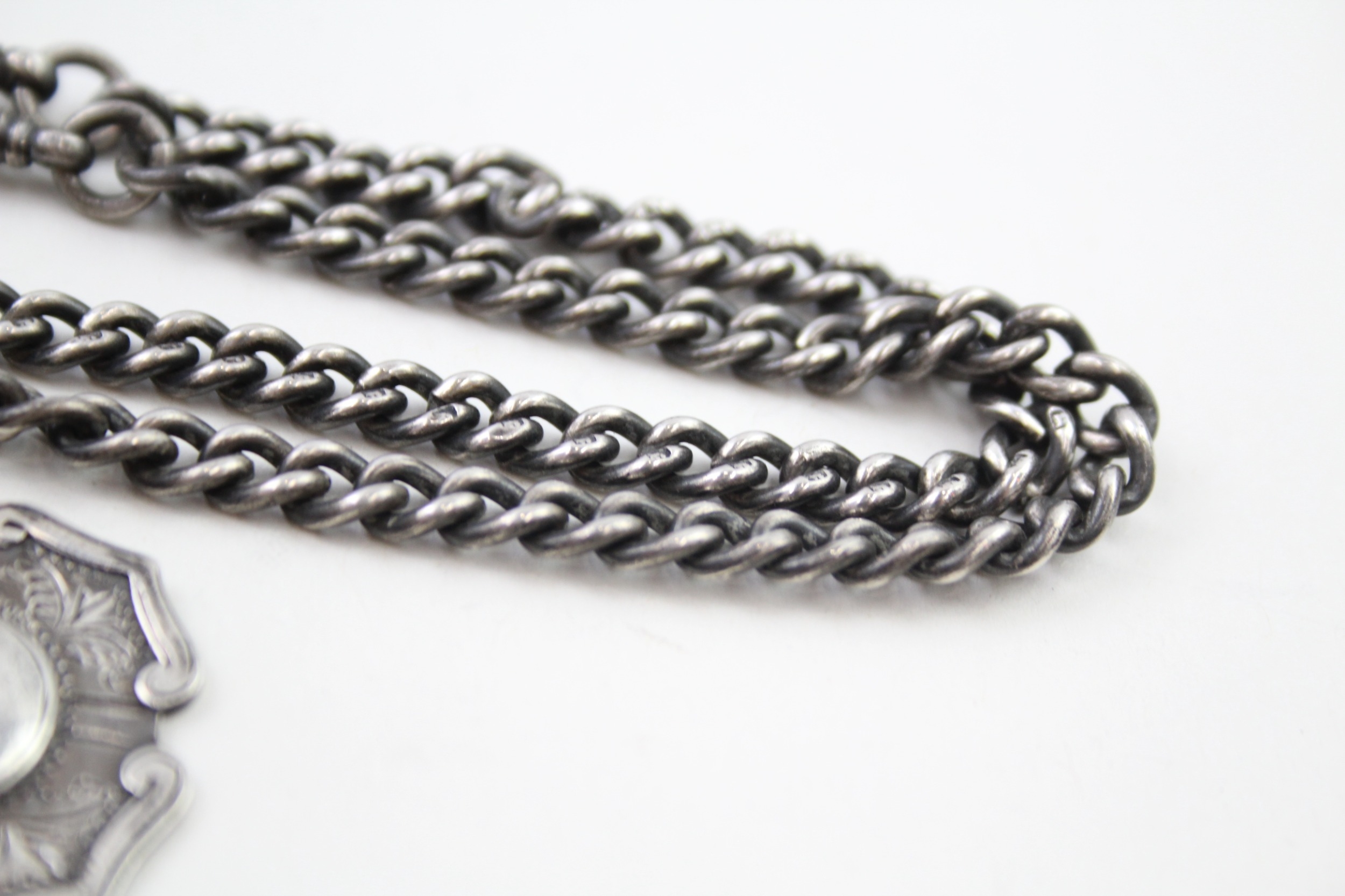 A silver double Albert watch chain (38g) - Image 5 of 6