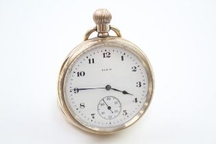 Mens Elgin Open Face POCKET WATCH Rolled Gold Hand Wind Working