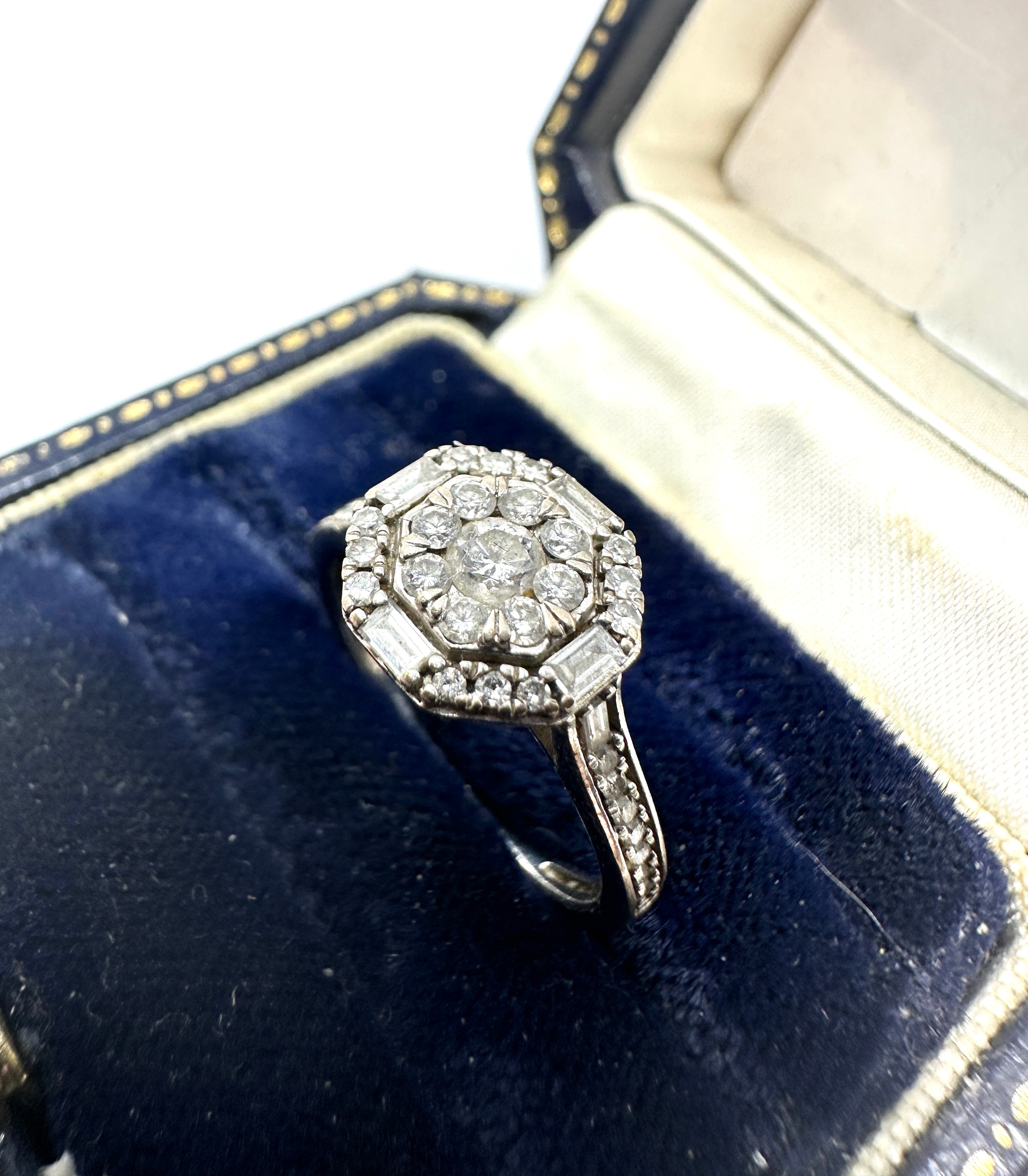 18ct white gold diamond cluster ring with diamond shoulders weight 2.7g est .50ct diamonds - Image 3 of 4