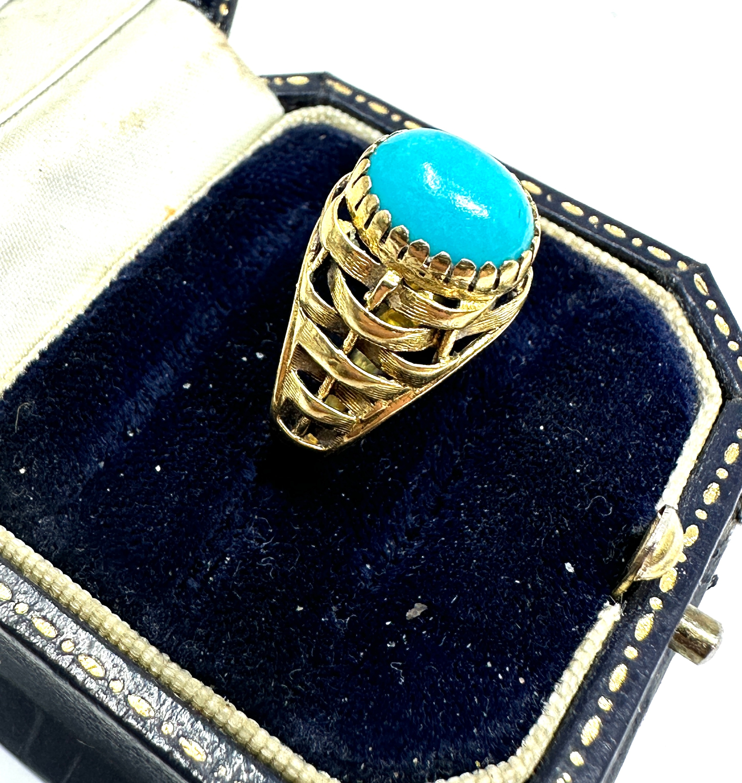 18ct gold turquoise ring weight 3.9g - Image 2 of 4