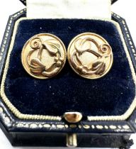 9ct gold clogau earrings measure approx 15mm dia weight 5.3g