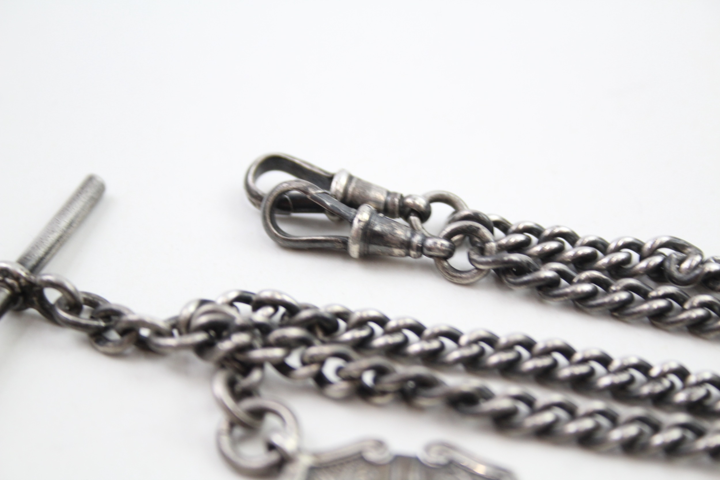 A silver double Albert watch chain (38g) - Image 4 of 6