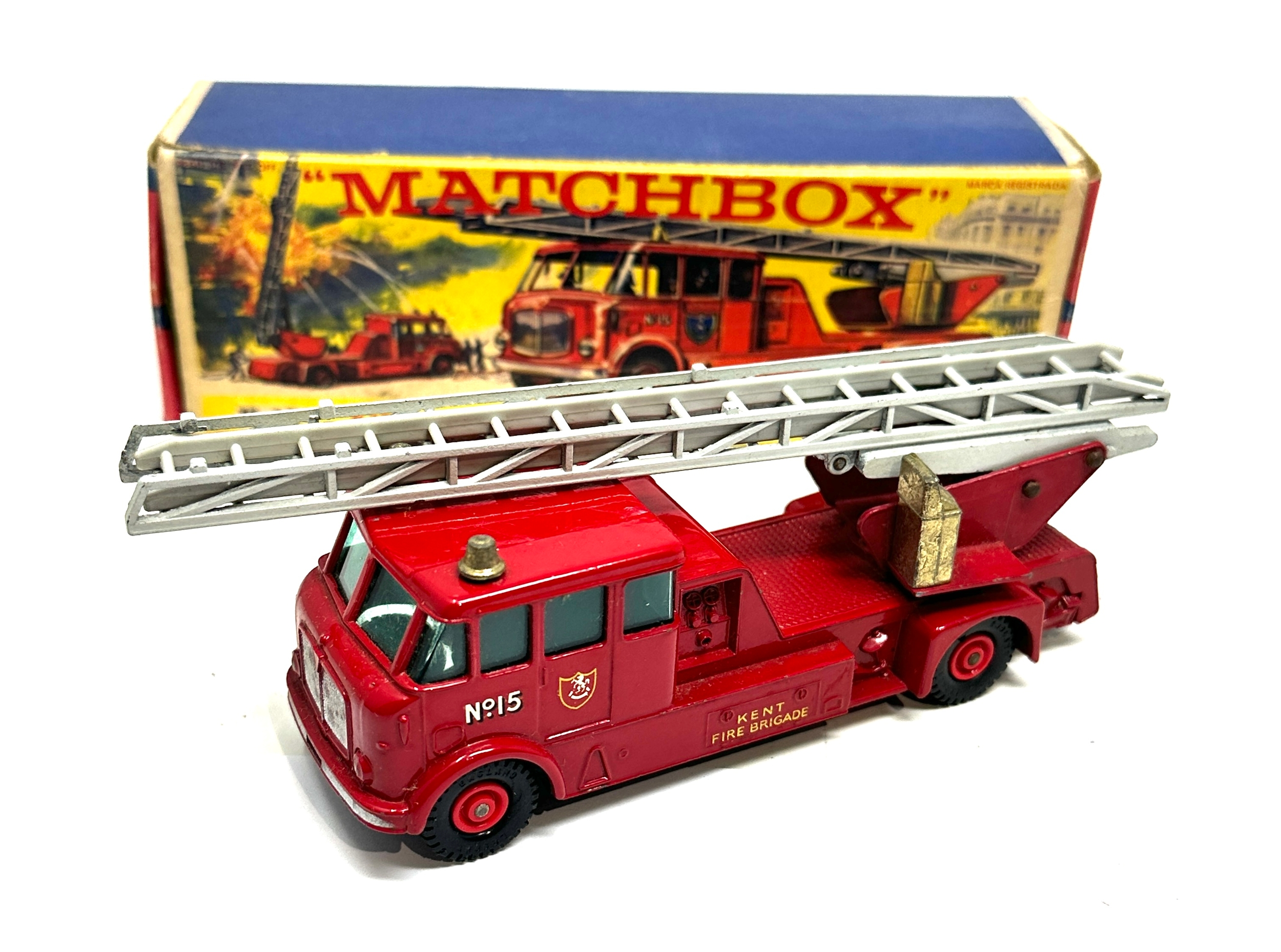 Lesney Matchbox King Size K-15 Merryweather Fire Engine Darker Red with Box