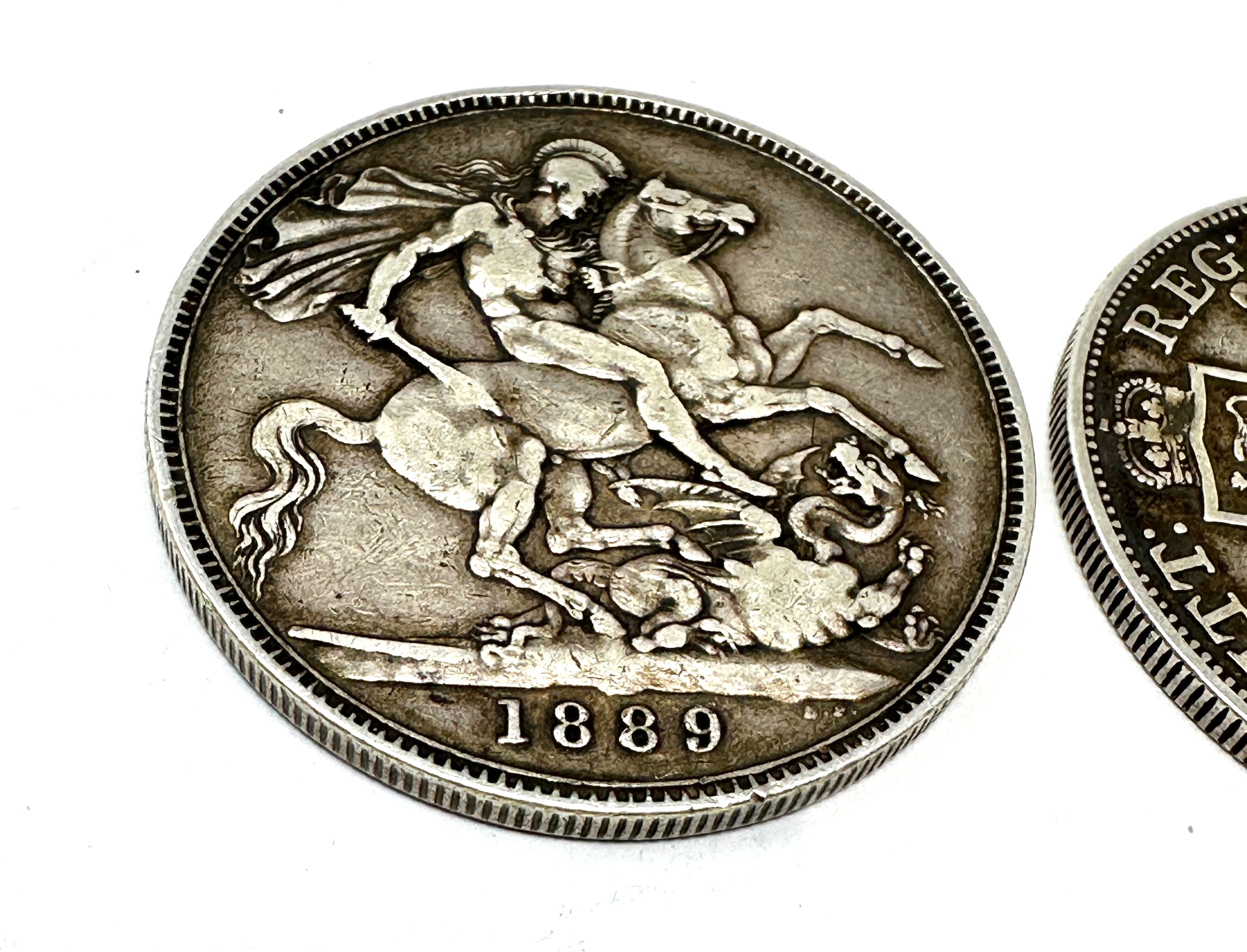 Victorian silver 1889 crown & double florin - Image 3 of 4