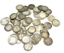 selection of pre 1920 silver three pence coins