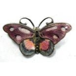 Hroar Prydz Silver & Enamel small Size Butterfly Brooch measures approx 3.2cm by 1.7cm enamel in