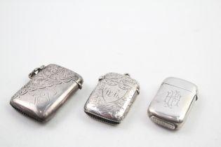 3 x .925 sterling vesta cases