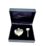 TIFFANY & CO. Stamped .925 Sterling Silver Heart Scent Bottle & filler in boxl Box 24g