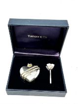 TIFFANY & CO. Stamped .925 Sterling Silver Heart Scent Bottle & filler in boxl Box 24g