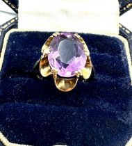 9ct gold amethyst ring weight 3.3g