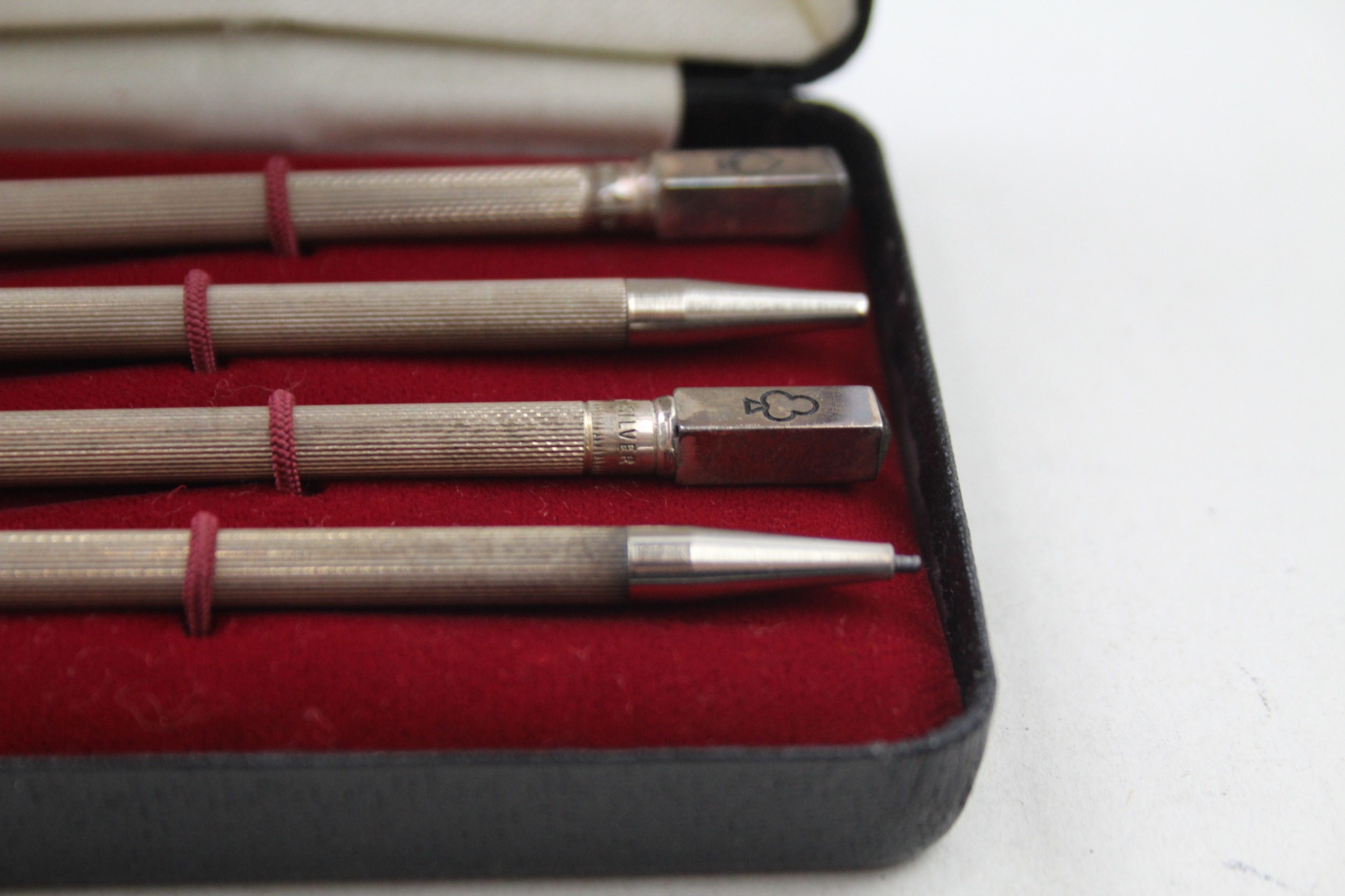 4 x .925 sterling silver cribbage pencils w/ enamel cased - Image 5 of 5