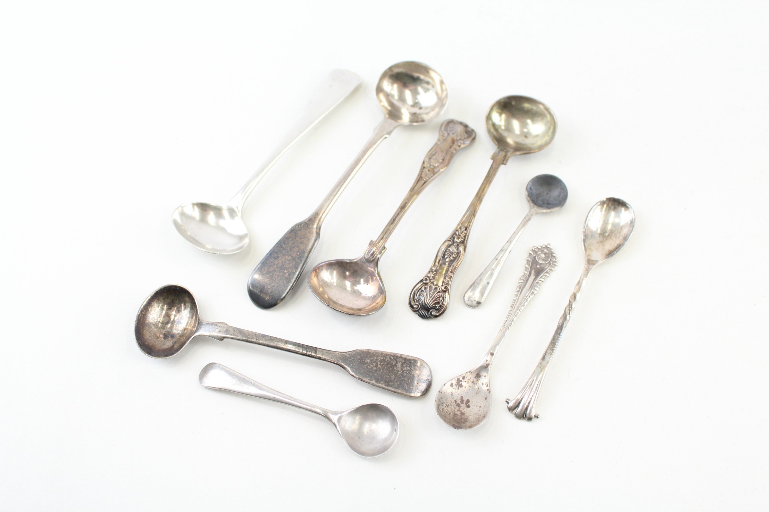 9 x .925 sterling condiment spoons inc georgian