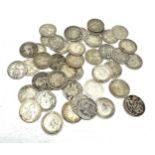 selection of pre 1920 silver three pence coins