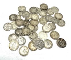 selection of pre 1920 silver three pence coins