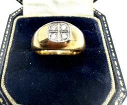 9ct gold diamond signet ring weight 6.1g