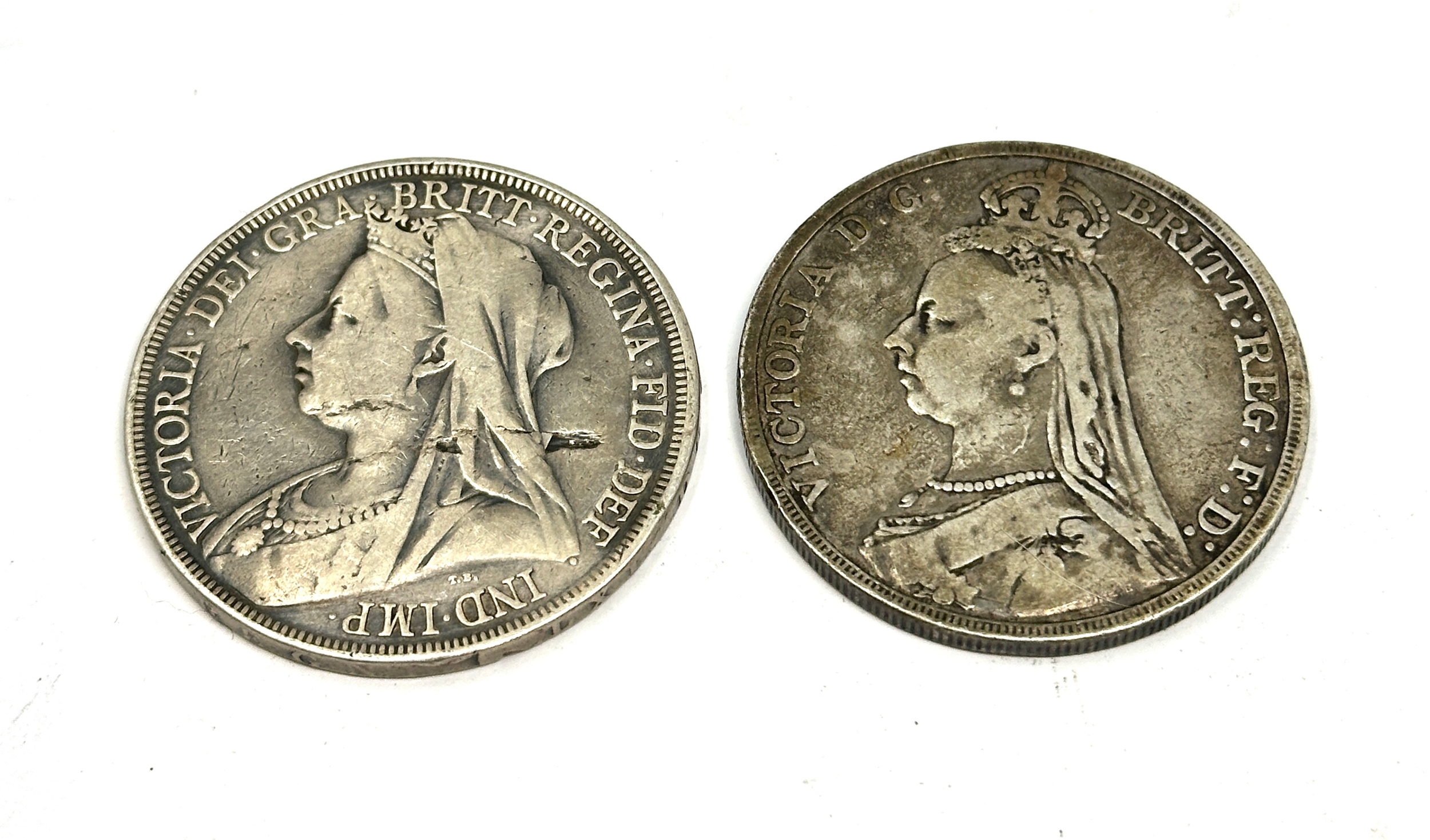 2 victorian crowns 1889 & 1897