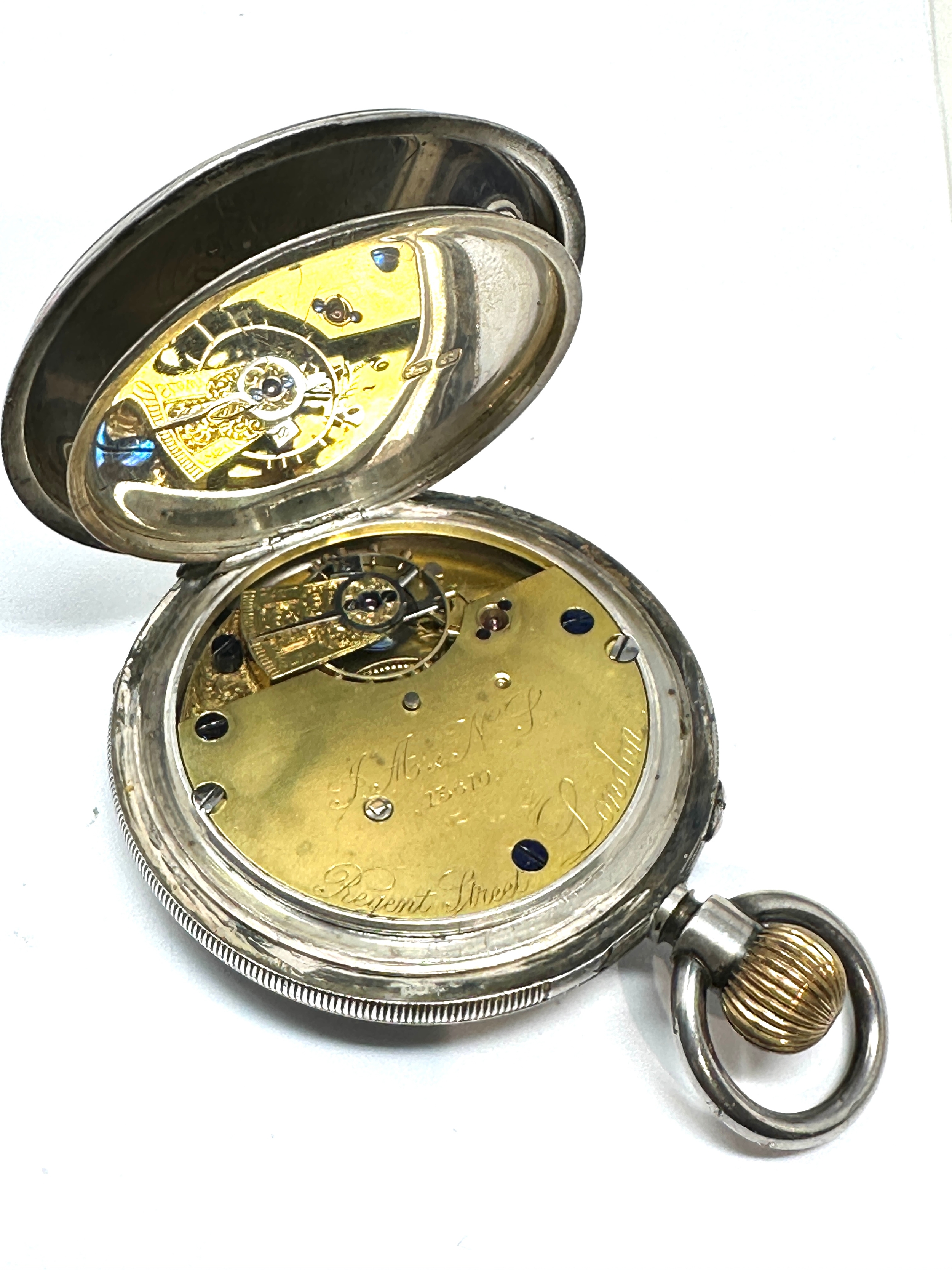 Antique silver half hunter pocket watch the watch is not ticking - Image 4 of 4