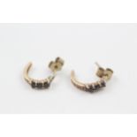 9ct gold sapphire c-hoop earrings (1.3g)