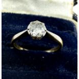 Antique 18ct gold old cut diamond ring diamond measures approx 5.5mm dia est .60 ct weight 2.2g