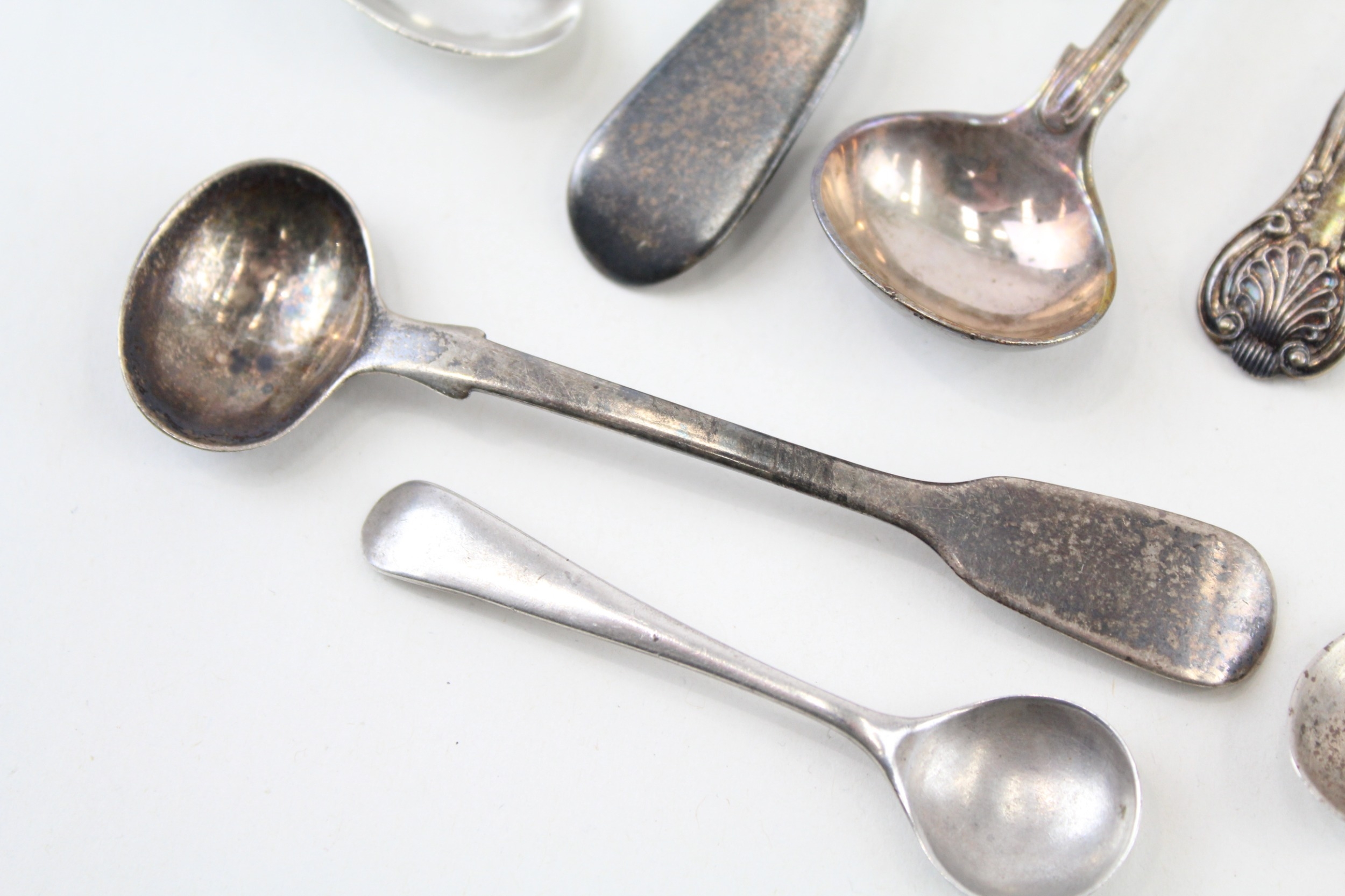 9 x .925 sterling condiment spoons inc georgian - Image 3 of 6