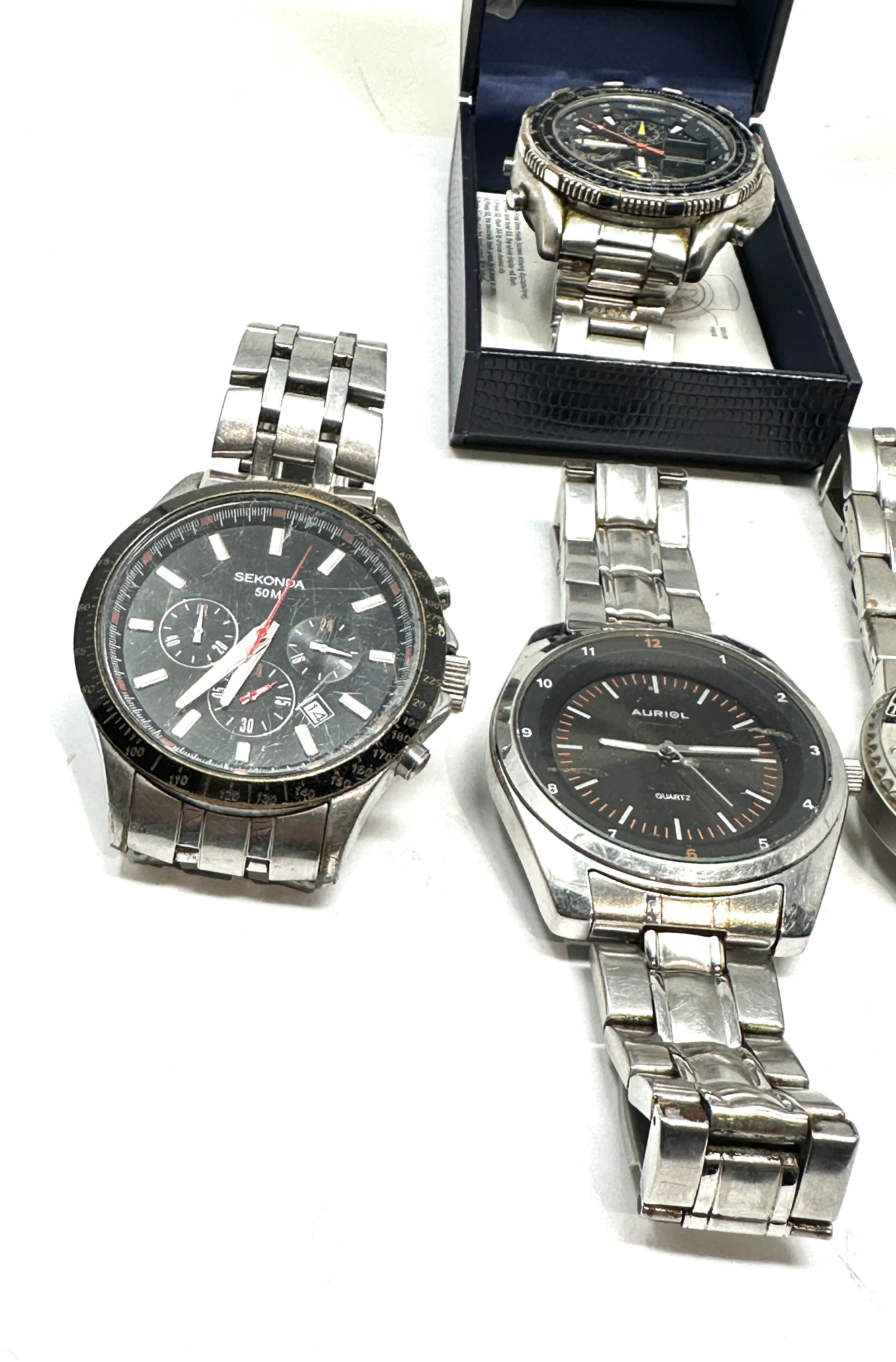 selection of quartz chronograph etc wristwatches inc sekonda auriol ralph klien etc prob need new - Image 2 of 4