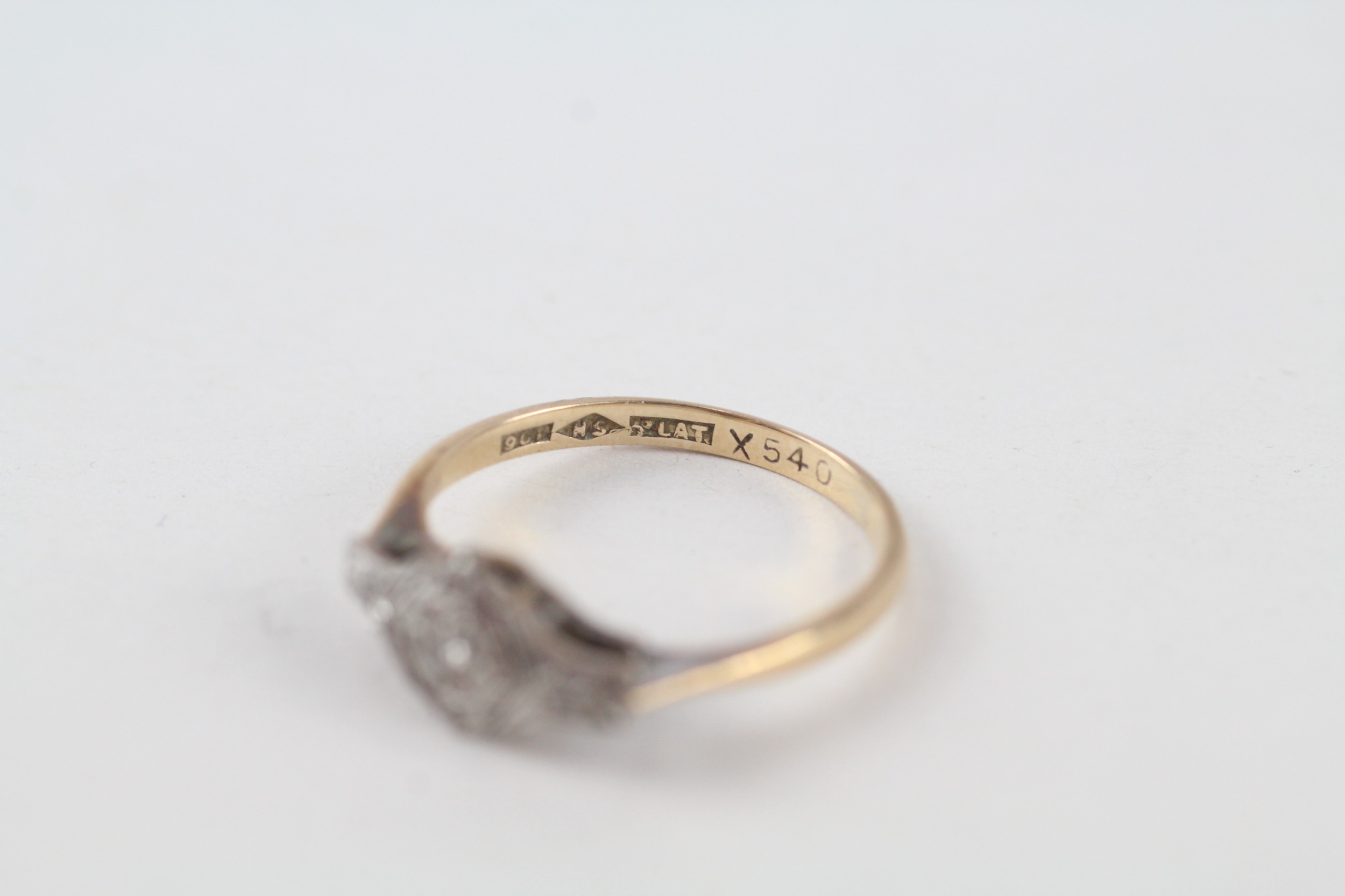 9ct gold & platinum vintage diamond dress ring (1.5g) - Image 3 of 4