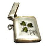 Antique silver inlaid clover leaf vesta case