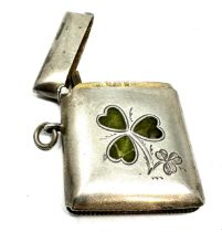 Antique silver inlaid clover leaf vesta case