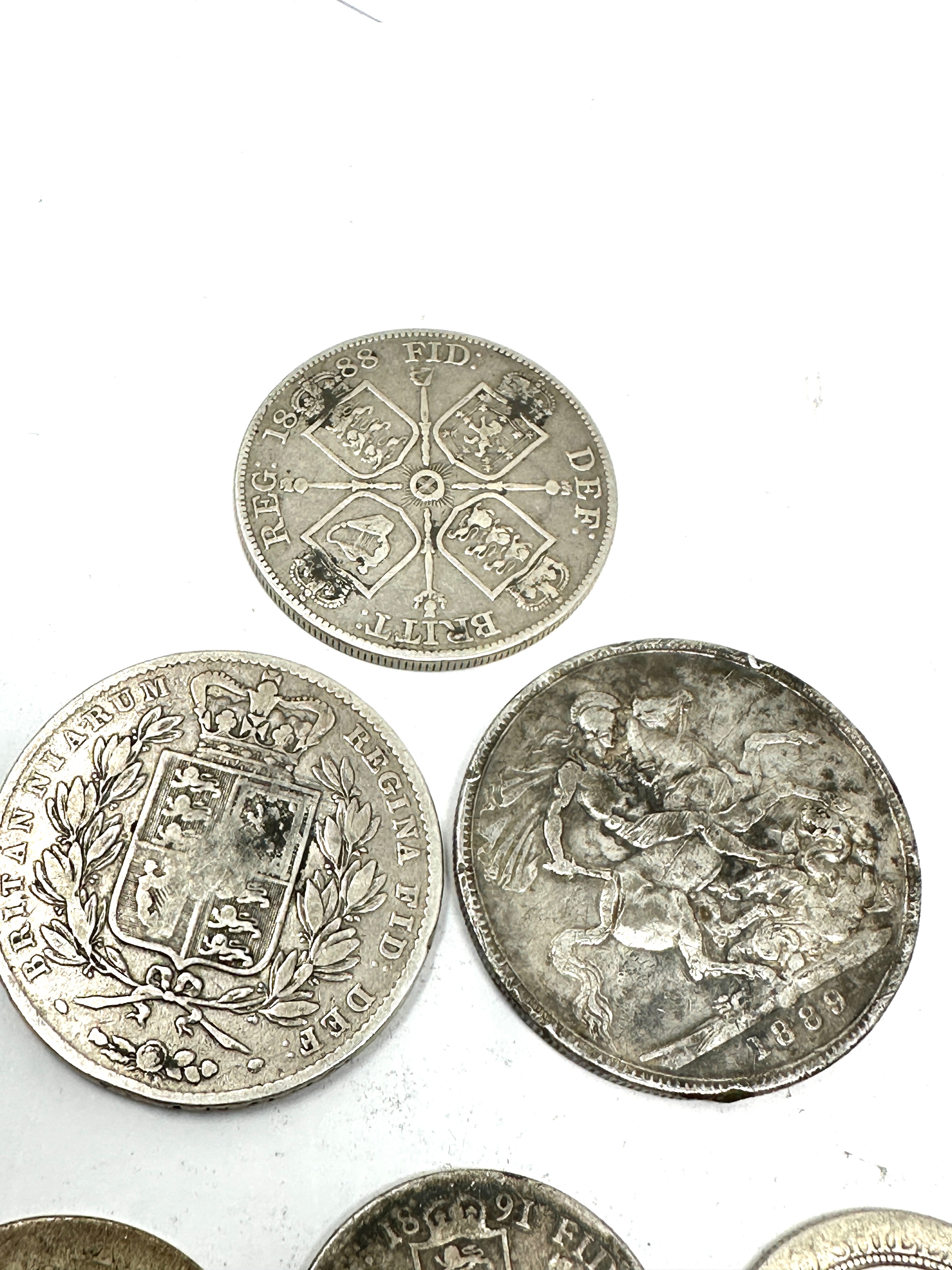 Victorian silver coins inc 2 crowns double florin half crown & florins - Image 5 of 5