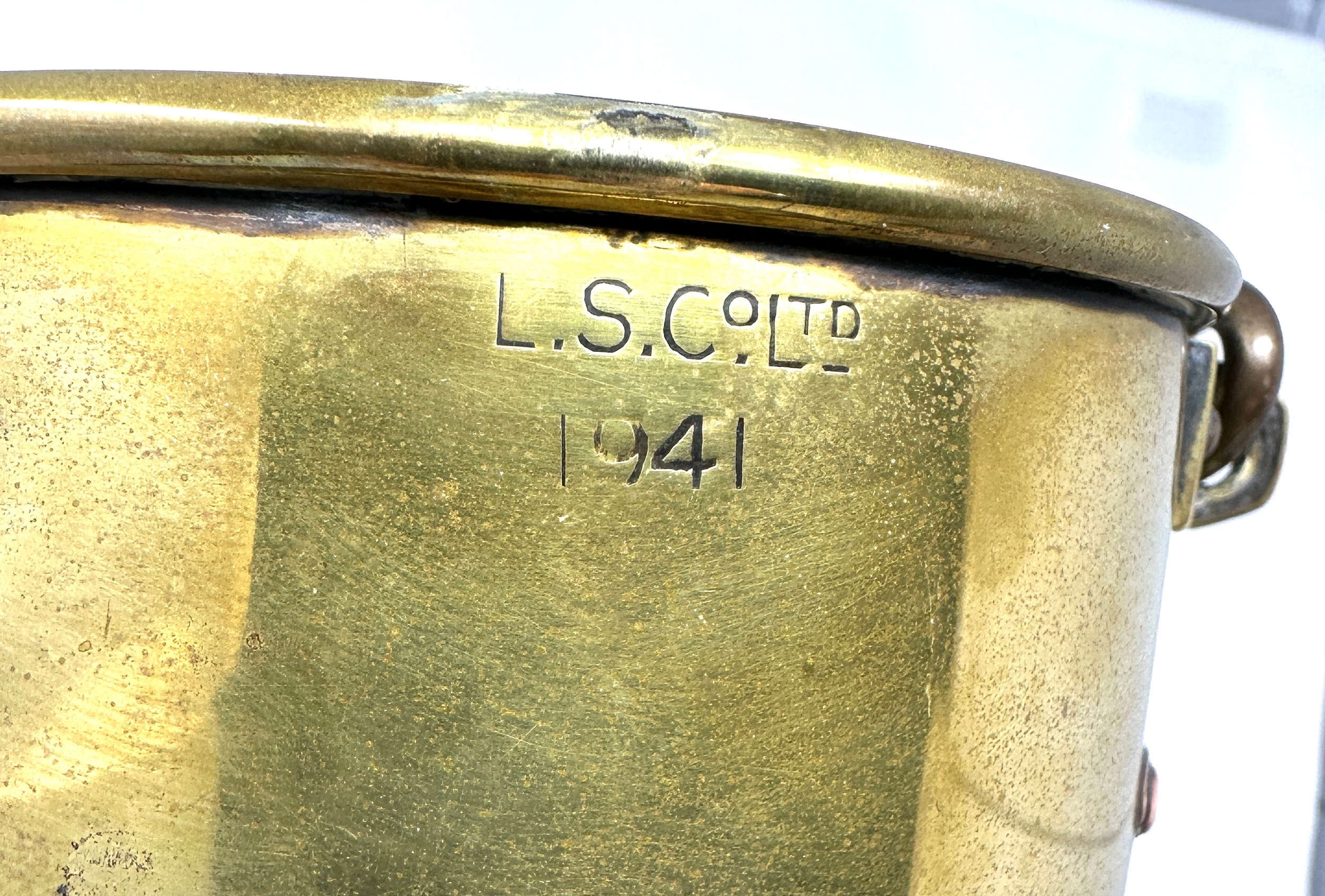 Large Circa 1941 Brass Lantern Named L.S.Co Ltd 1941 measures approx 41cm tall - Image 4 of 9