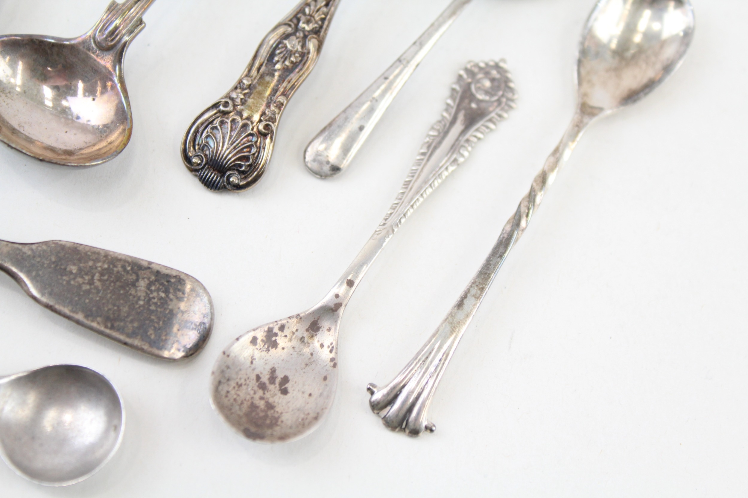 9 x .925 sterling condiment spoons inc georgian - Image 4 of 6