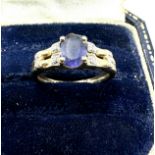 9ct gold tanzanite & diamond ring weight 2.3g