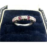 9ct white gold diamond & ruby ring weight 2.5g