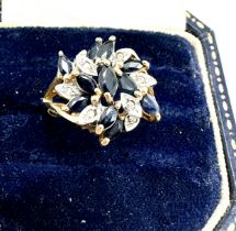 9ct gold sapphire & diamond ring weight 3.2g
